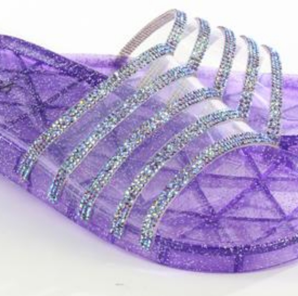 Purple Rhinestone jelly slides